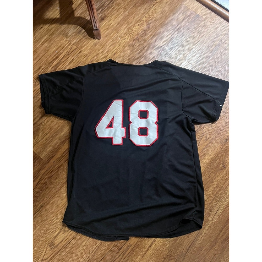 Augusta Sportswear Black Cincinnati Reds Jersey Retro Logo Size‎ Large - Picture 4 of 4